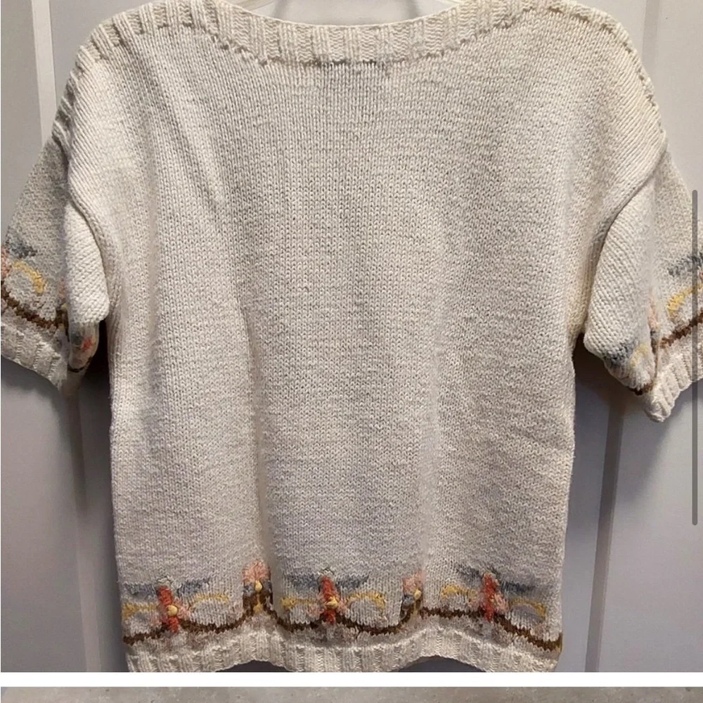 VINTAGE JENNIFER REED Hand Knitted -Embroidered-Floral Sweater -EUC-SZ S 🌸-😍 - Picture 3 of 16